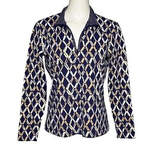 J. McLaughlin Bedford 1/4 Zip Top Women's Size Large Catalina Cloth Navy Blue